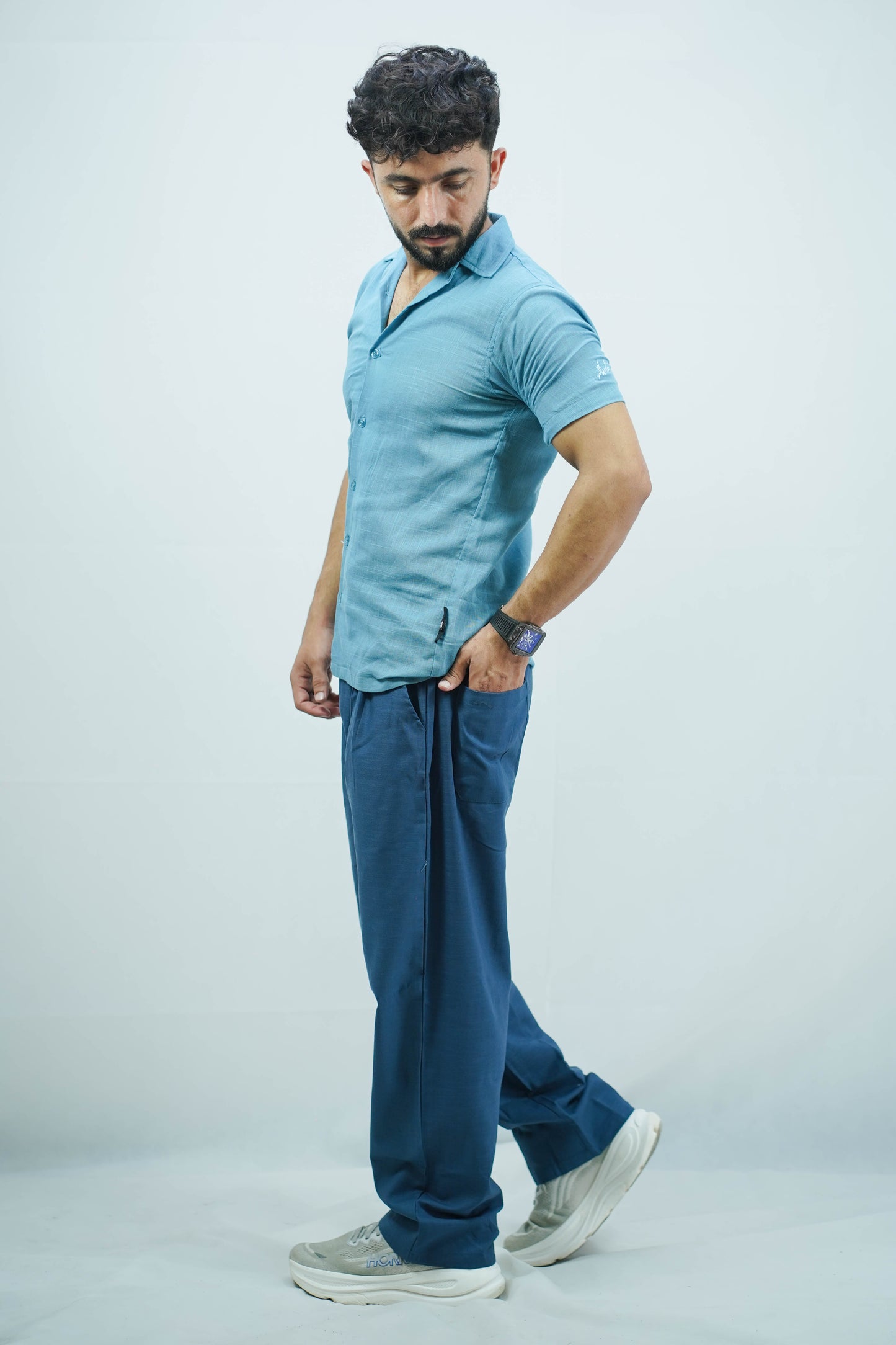 navy bottom irish linen tourser
