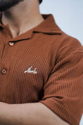 Waffle knit cuban collar shirt
